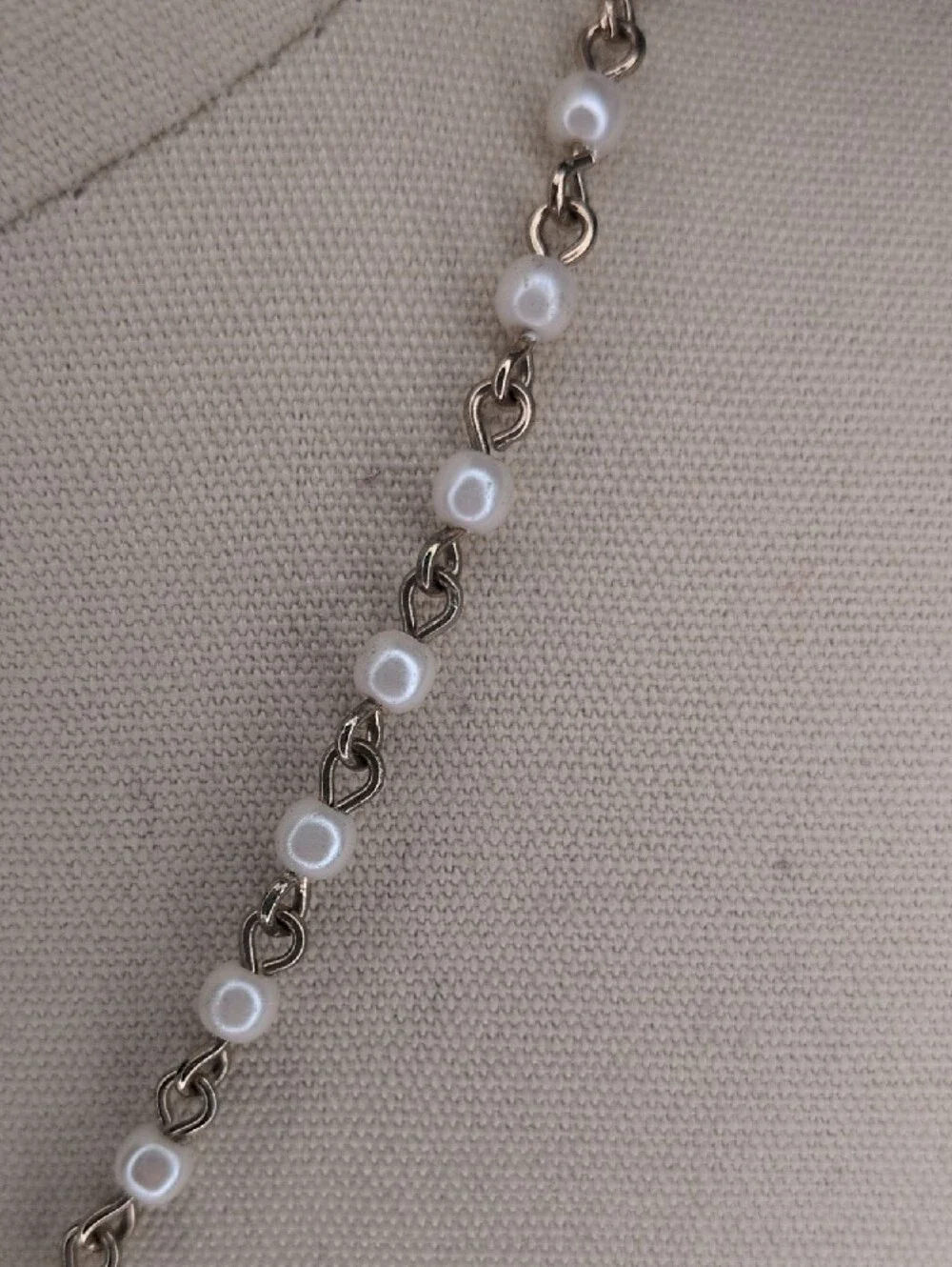 Elegant Silver Necklace with Peach Rose and White Beads - Women Jewelry_3